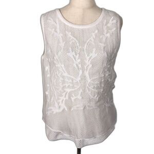 Trouve White Lace Tank Top Women's Size Medium
